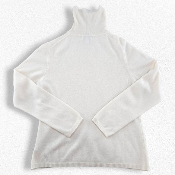 Y2K Charter Club Ivory White 100% Cashmere Turtleneck Knit Sweater Size Large - Picture 13 of 13